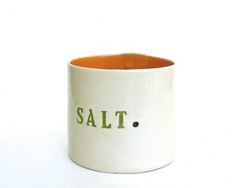 whimsical hand built porcelain salt cellar, container, vessel ... pig