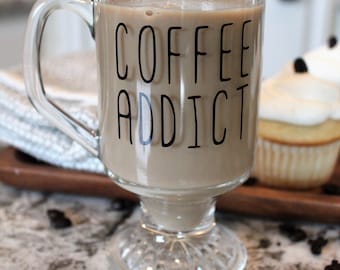 Coffee Addict Glass Mug