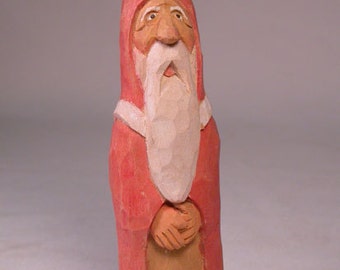 Santa woodcarving Hand Carved Sculpture from Basswood