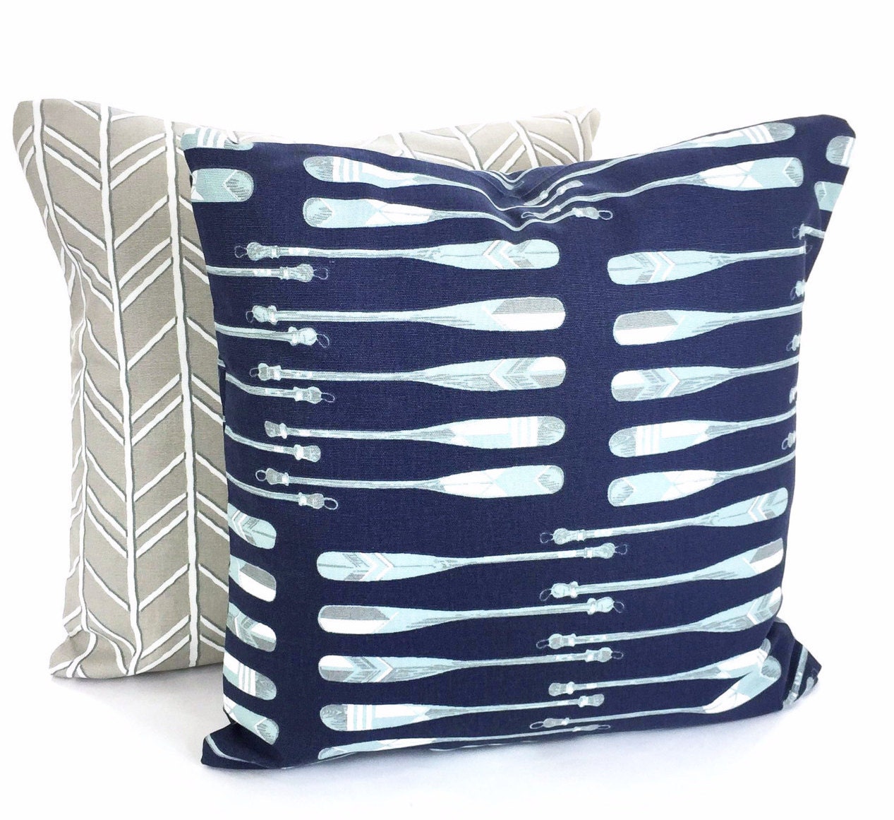 Navy Tan Pillow Covers Nautical Pillow Decorative Pillows