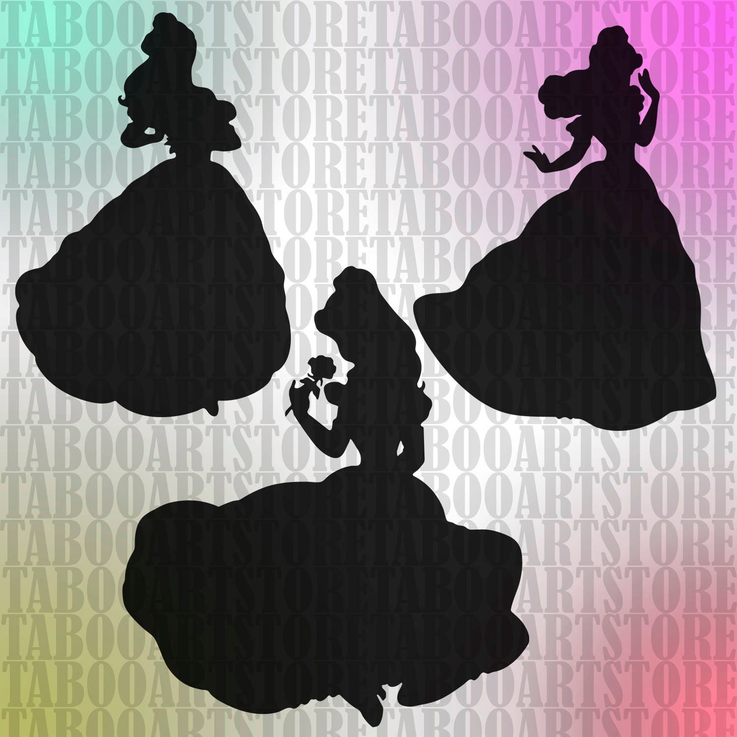 Download Set of 3 Belle svg Belle clipart Disney Belle princess eps