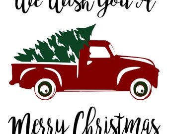 Red truck and Christmas Tree SVG File, Quote Cut File, Silhouette File, Cricut File, Vinyl Cut File, Stencil