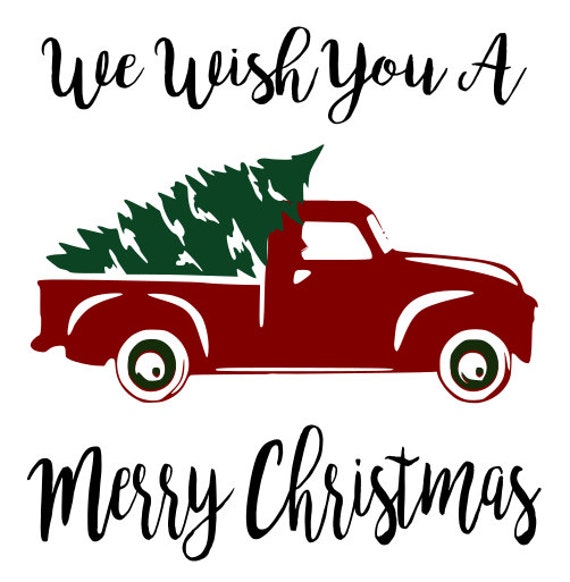 Download Red truck and Christmas Tree SVG File Quote Cut File