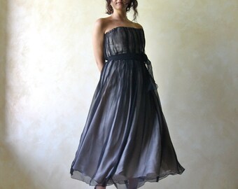 Alternative wedding dress, Black wedding dress, Evening dress, Tea length dress, Mother of the bride dress, Black dress, Goth wedding dress
