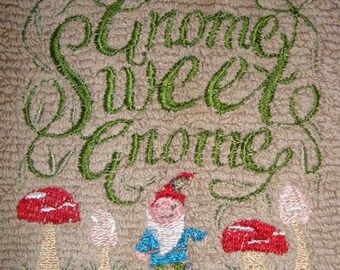Brown Gnome Sweet Gnome hand towel 16 in X 26 in