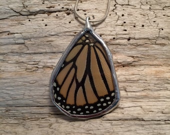 Real Butterfly Wing Necklace, monarch Pendant, real butterly jewelry, insect jewelry, butterfly pendant, handmade, butterfly, monarch