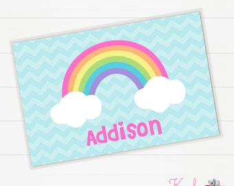 Personalized Rainbow Placemat - Children's Placemat - Kid Table - Girls Placemat