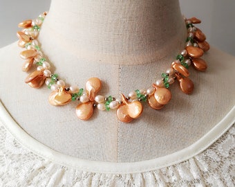 Natural Freshwater Pearl and Crystals S925 necklace