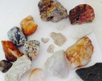 Rocks and minerals - Rock Collection - gems - quartz crystal - science fair - 15 specimens - educational gift - meditation stones
