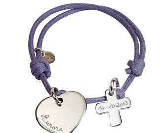 Communion engraved sterling silver charm bracelet