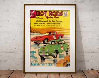 Vintage Saab Road Race A3 Poster - Art Print