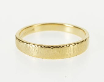 14K Zig Zag Trim Brushed Rough Textured Band Ring Size 6 Yellow Gold