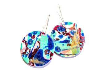 Jackson Pollock Inspired Resin Statement Earrings