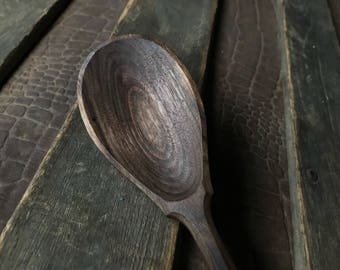 11" cooking spoon, wooden spoon, serving spoon, hand carved wooden spoon