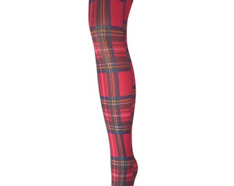 red Tartan printed Tights Malka Chic