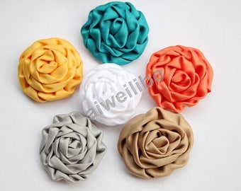 10 pcs Folded Roses, Fabric Flowers, Flowers Applique, Embellishment,Hair Accessory