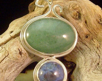 Jade & Sodalite in Sterling Silver Pendant