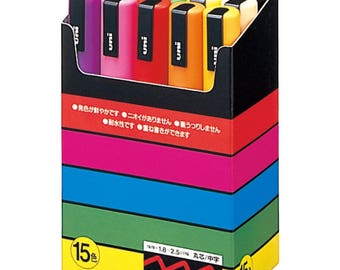 Uni Posca Paint Marker Pen Fine Point Set of 15 PC-5M15C Ship From Japan