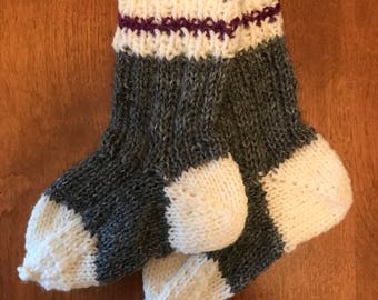 Infant/toddler knit wool work socks