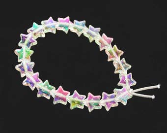 Holographic Clear Shooting Star Bracelet // 90s Vintage Inspired Iridescent Beaded Transparent Stars Bracelet // Kawaii Pastel Goth Jewelry
