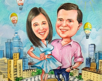 Colored caricature by photo, digital version