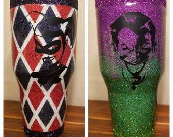 Harley Quinn & Joker Glitter 30oz Tumbler