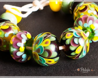 Set of artisan lampwork glass beads