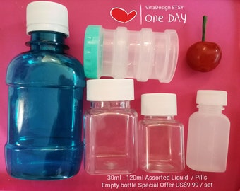30-120ml Assorted Liquid Empty Bottle Pills bottle Sample Empty Bottle Small Medicine Bottle Cosmetic Container Camping Seasoning Container