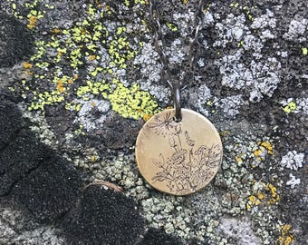 wildflower necklace, flower necklace, flower pendant, nature jewelry, wildflower, wildflowers, wildflower pendant, flowers