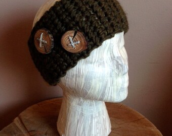 Headband with Wood Buttons