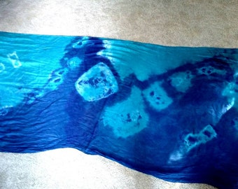 Turquoise and Bright Blue Tye Dyed Silk Veil