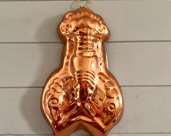 Copper Lobster Mold Tin-Lined 10"L