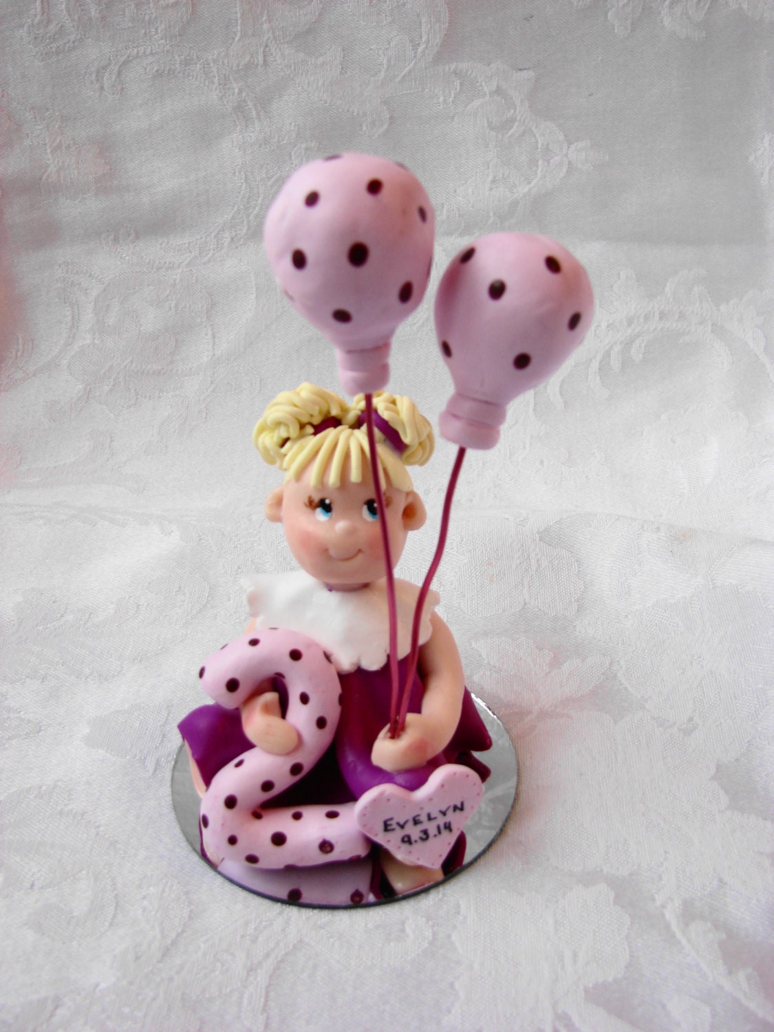 Custom Order Little Girl Birthday Cake Topper.