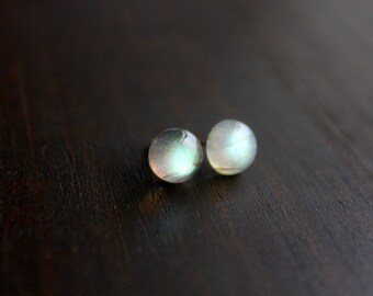 Labradorite Stud Earrings, Surgical Steel Stud Earrings, Stainless Steel, Labradorite Earrings, Labradorite Studs, Gemstone Studs, 9mm