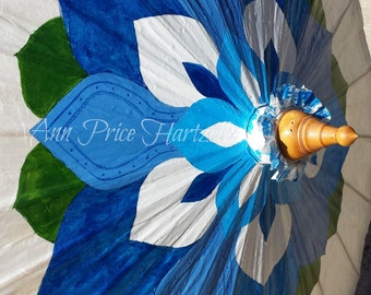 Parasol - Blue and White Lotus Flower Parsasol