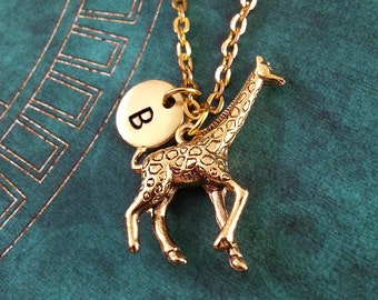 Giraffe Necklace SMALL Giraffe Charm Giraffe Pendant Necklace Giraffe Jewelry Bridesmaid Necklace Personalized Jewelry Initial Necklace Gift