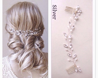 Bridal hair vine crystal wedding hair vine bridal hair piece wedding headpiece