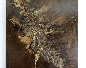 Black and gold Mixed media artwork