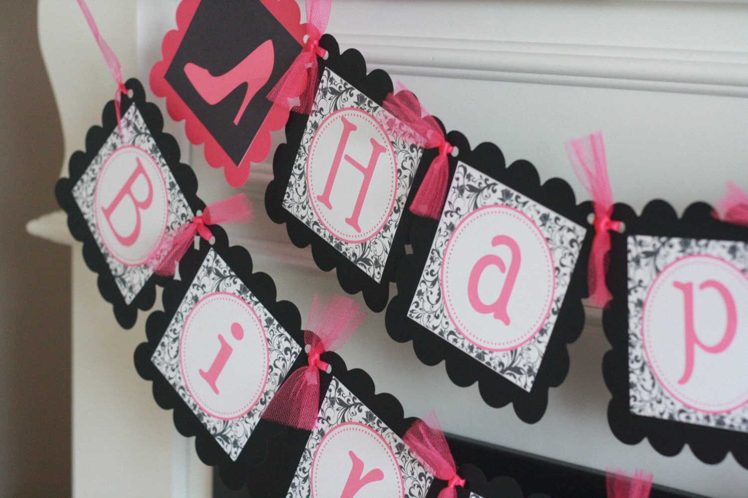 Happy 65th 50th 65th 30th Birthday Hot Pink Black Scroll Wine