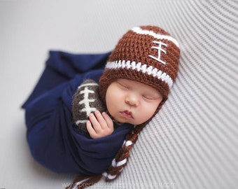 Infant Boys Crochet Football Hat - Newborn Football Hat - Baby Football Hat - Newborn Boy hat - Newborn hat - Knit Football hat