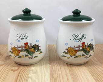 Vintage Kitchen Canister Set, Kitchen Canister Set, Canister set, Vintage Canister set, Vintage Kitchen, Chicken Kitchen, Chicken Kitchen De