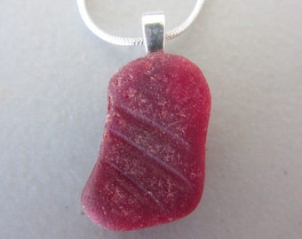 Mothers Day Gift, Red Sea Glass Pendant, Beach Glass Jewelry, Red Sea Glass Necklace, Gift for Her