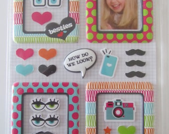 set of 4 frames in 3 D stickers - put your favorite photos on stage