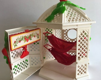 Vintage 1980's Strawberry Shortcake Garden House Gazebo with Some Accessories