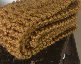 Chunky Golden Yellow Knitted Scarf - Warm & Cozy