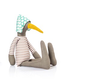 Doll for baby Olive Linen doll Stuffed bird doll SMALL chick duck Stuffed toy Newborn soft toy Decorative doll Handmade fabric Goose doll
