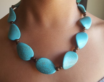 Turquoise moon drops-necklace and earring set