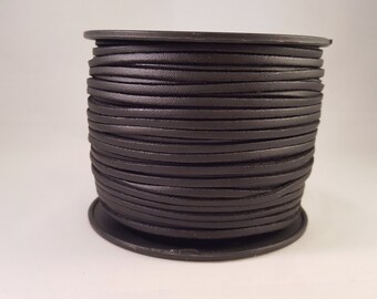 Black Vegan 2 Sided Faux Leather Suede Flat Cord 3mm