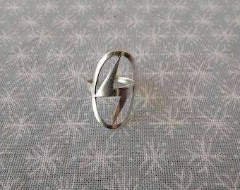 Lightning Bolt argento, anello di barretta (ziggy, flash, tuono, gioielli, in ottone, elettrico)