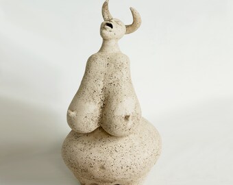 Goddess Ceramic Sculpture, Fertility Statue of the Great Mother, Solar Eclipse Symbolism